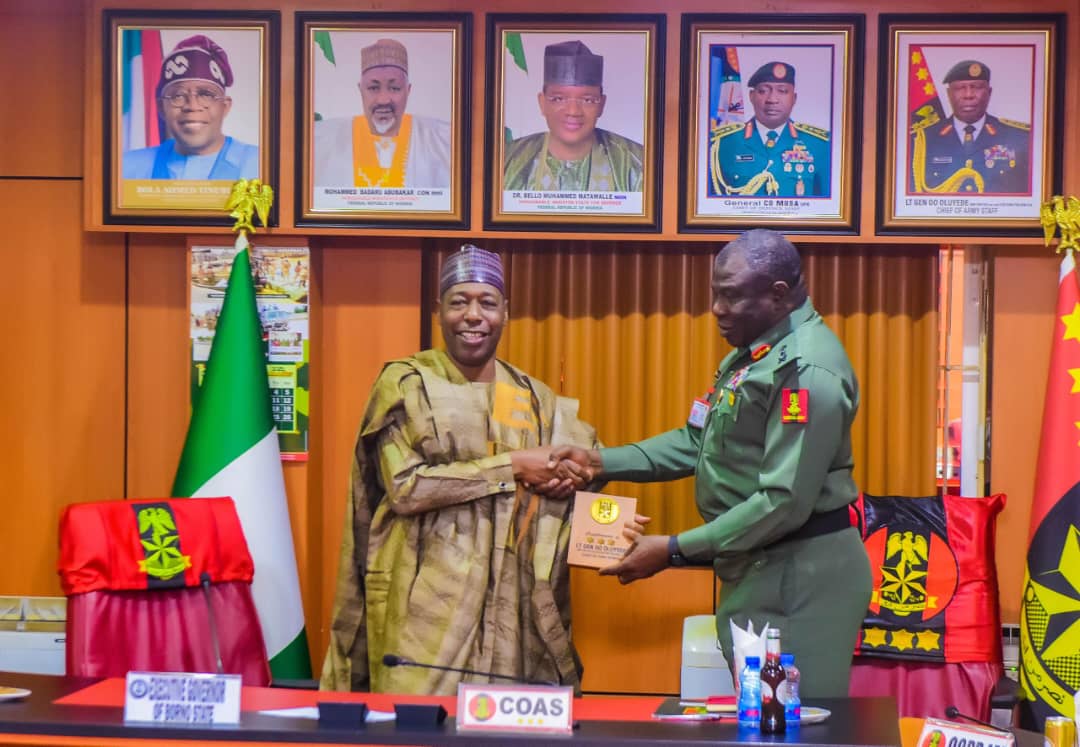 Gov. Zulum meets with military chiefs to tackle Boko Haram insurgency Gov. Zulum meets with military chiefs to tackle Boko Haram insurgency